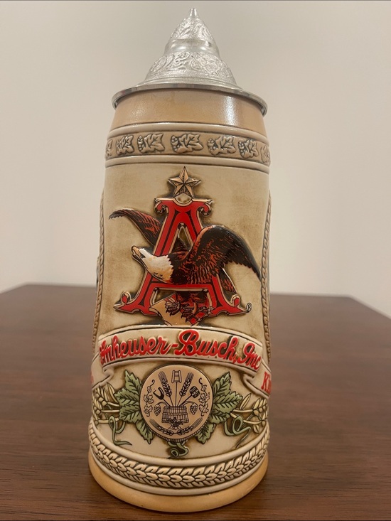 Anheuser-Busch Other - Vintage Anheuser-Busch “History of Brewing”Lidded Stein 1986